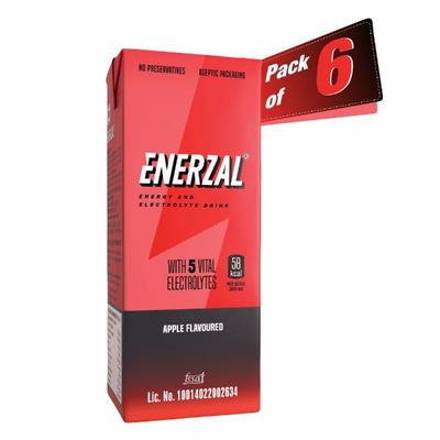 Enerzal Energy and Electrolyte Drink - Apple Pack of 6 x 200 ml - Energy Drinks