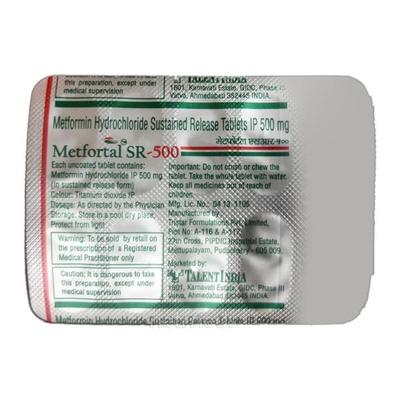 Metfortal SR 500mg Tablet 10'S - Diabetes-Ant