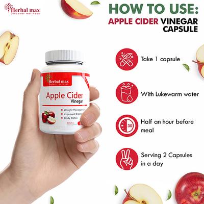 Herbal Max Apple Cider Vinegar Dietary Supplement 800 mg Capsule 30's - Apple Cider Vinegar - Acv