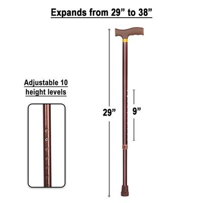 MCP Folding Walking Stick - Brown - Wheelchairs & Walking Sticks