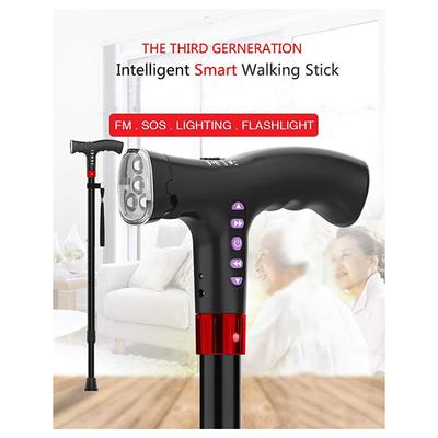 MCP Jindal Smart Height Adjustable Walking Stick (FM Radio + SOS + Siren + Torch + Rechargeable) - Wheelchairs & Walking Sticks
