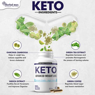 Herbal Max Keto Advanced Weight Loss Dietary Supplement 800 mg Capsule 60's - Weight Loss