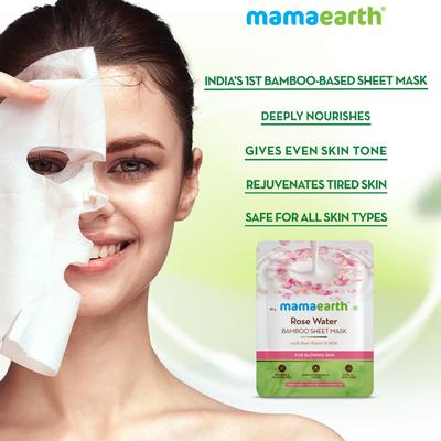 Mamaearth Bamboo Sheet Mask - Rose Water 1's - Masks & Peels