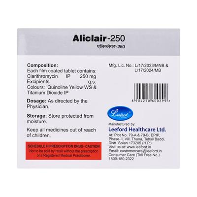 Aliclair 250mg Tablet 4'S - Bacterial Infections-Mac