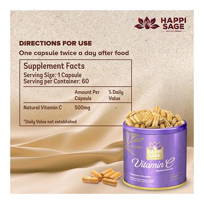 Happi Sage Vitamin-C Organic Veg Capsule 60's - Vitamin C