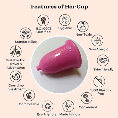 Goli Soda Her Cup Reusable Menstrual Cup for Women - Fushia 1's - Menstrual Cups
