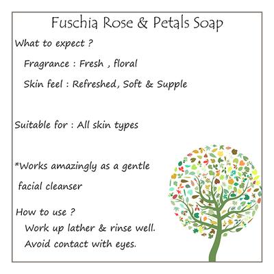 Fuschia Natural Handmade Soap - Rose & Petals 100 gm - Soaps