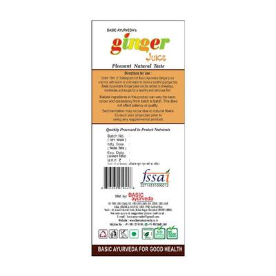Basic Ayurveda Ginger Juice 500 ml - Ayurvedic Juices
