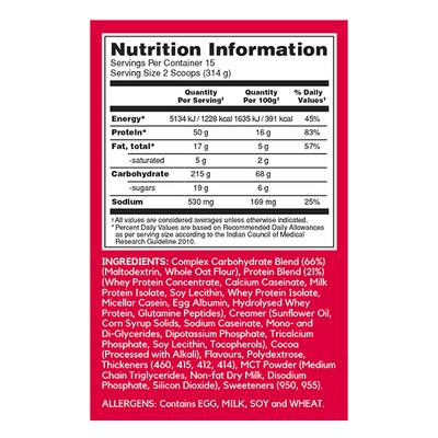 BSN True Mass 1200 Mass Gainer Powder - Chocolate Flavour Milkshake 10.38 lb - Workout Essentials