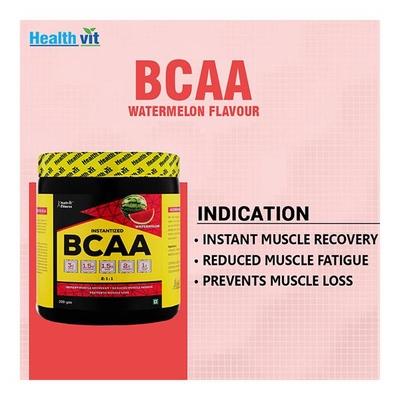 HealthVit Fitness BCAA 6000 Powder - Watermelon 200 gm - Bcaa Supplements