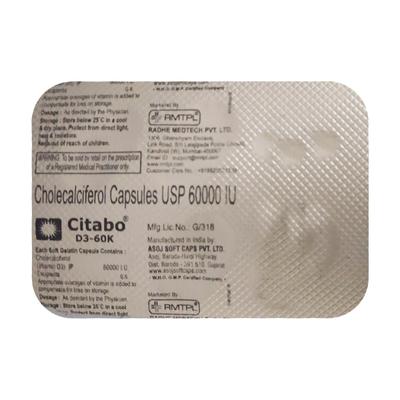 CITABO D3 60k Capsule 4's - Supplements-Vit