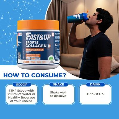 Fast&Up Sports Collagen Protein Powder - Aam Panna Flavour 237.5 gm - Workout Essentials