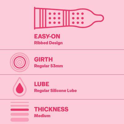 Durex Condoms - Extra Ribbed 3's - Plain/Flavoured Condoms