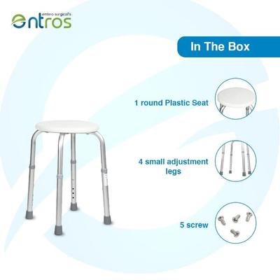 Entros Premium Aluminium Height Adjustable Shower Bathing Stool (6020A) 1's - Health Monitoring Devices