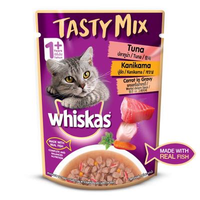 Whiskas Tasty Mix Tuna and Kanikama with Carrot in Gravy 70 gm - Petfood