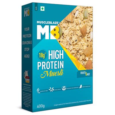 MuscleBlaze High Protein Muesli Mix - Fruits & Nut 400 gm - Nutritional Bars