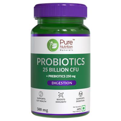 Pure Nutrition Probiotics 25 Billion CFU + Prebiotics 500 mg Veg Capsule 60's - Digestive Health