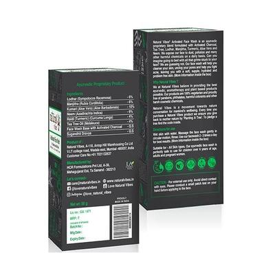 Natural Vibes Ayurvedic Activated Face Wash with Charcoal & Tea Tree 150 ml - Face Wash & Cleansers