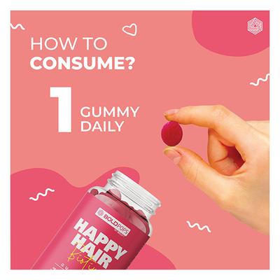 Boldpops Happy Hair Biotin Gummies - Strawberry Flavour 30's - Hair & Skin
