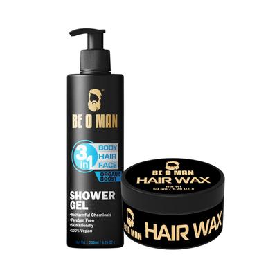 Beoman Daily Care Combo (3 in 1 Shower Gel 200 ml + Hair Wax 50 gm) - Shampoos