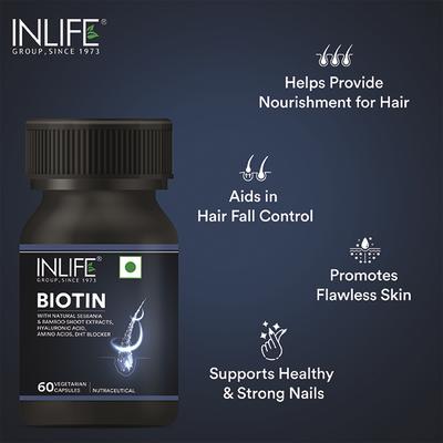 Inlife Biotin Vegetarian Capsules 60's - Hair & Skin