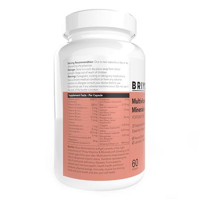 Briyo Multivitamin and Minerals + Ginseng Softgel 60's - Multi-Vitamins