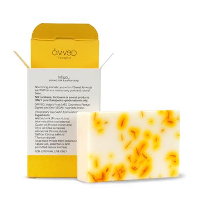 Omved Shishu Mrudu Almond Milk & Saffron Soap - Tender Skin 100 gm - Soaps