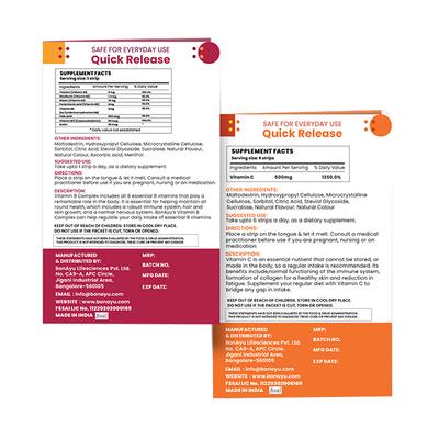 BonAyu Combo Pack (Vitamin C 500 mg Strips 90's + Vitamin B Complex Strips 30's) - Multi-Vitamins