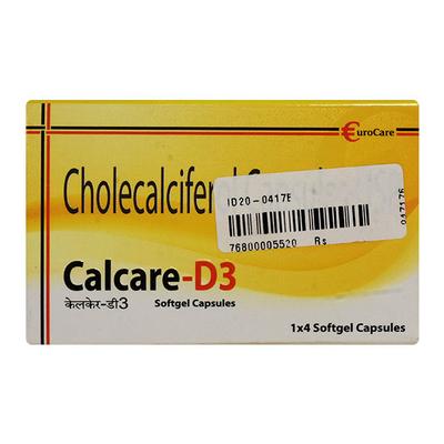 CALCARE D3 Softgel Capsule 4's - Supplements-Vit