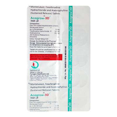 ACEGROW 3 D Tablet 10's - Allergies-Ant