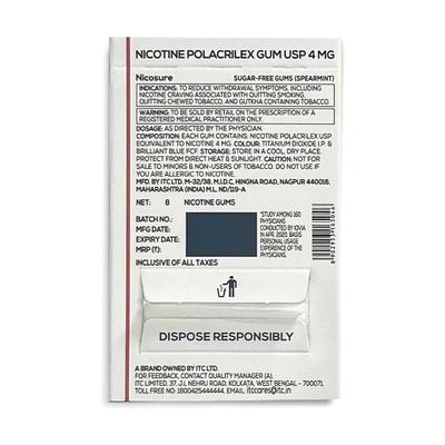 NICOSURE 4MG SUGAR FREE SPEARMINT FLAVOUR Gum 8's - Smoking cessation