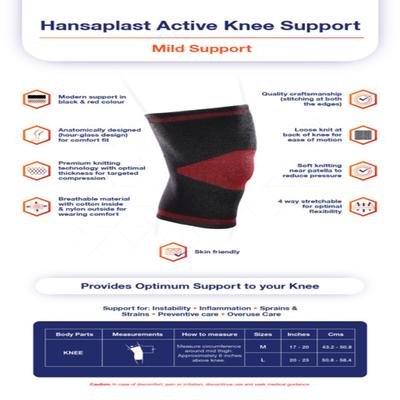 Hansaplast Active Knee Support (L) 1's - Knee/Leg Supports