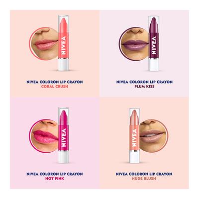 Nivea Color On Lip Crayon Pop Red 3 gm - Lip Balms