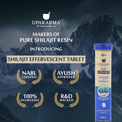 Upakarma Ayurveda Pure Shilajit Effervescent Tablet - Blueberry 20's - Speciality Medicines