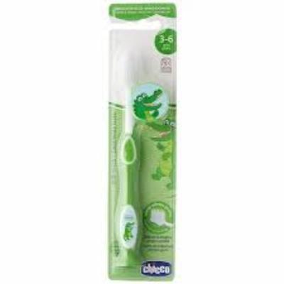 Chicco Tapered Bristles Toothbrush (Extra Soft) (3-8 Years) - Green 1's - Toothbrushes