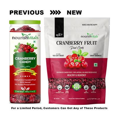 NourishVitals Cranberry Fruit Dried Candy 200 gm - Nutritional Bars