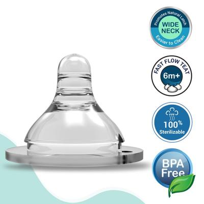 LuvLap Natura Flo Wide Neck Nipple - Fast Flow (L) 1's - Pacifiers & Teethers