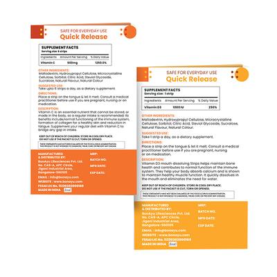 Covid-19 Immunity Booster Pack (Vitamin C Strips + Vitamin D Strips) 120's - Vitamin C