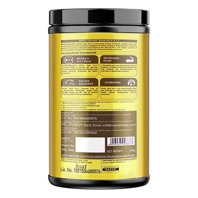 MuscleBlaze BCAA Gold 8-1-1 Powder - Fruit Punch 450 gm - Bcaa Supplements