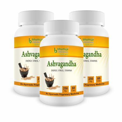 Bhumija Lifesciences Ashvagandha 250 mg Capsule (Pack of 3 x 60's) - Ashwagandha