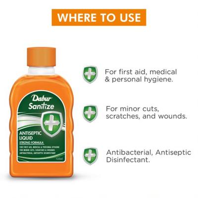 Dabur Sanitize Antiseptic Liquid 125 ml - Personal Care (Ayush)