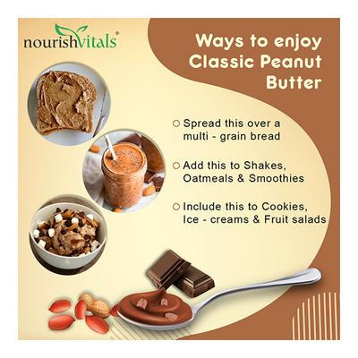 NourishVitals Classic Peanut Butter (Almonds Chunks & Dark Chocolate) 750 gm - Nutritional Bars