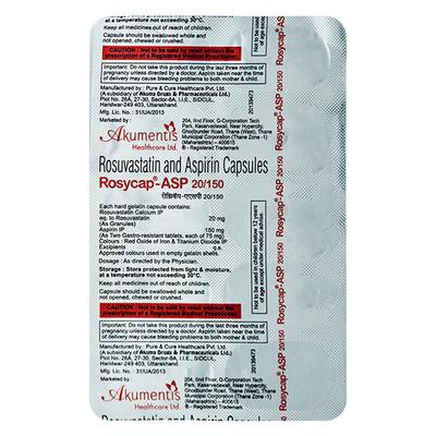 Rosycap Asp 20/150mg Capsule 10'S - High Cholesterol-Dys