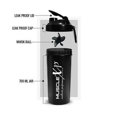 MuscleXP PRO XP Gym Shaker - Black 700 ml - Gym Accessories