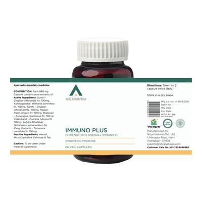 Age Ayurveda Immuno Plus Veg. Capsule (Pack of 3 x 60's) - Health Products