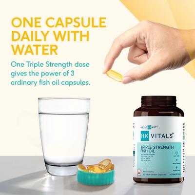 HealthKart HK Vitals Triple Strength Fish Oil Capsule 60's - Omega Fish Oil Fatty Acids