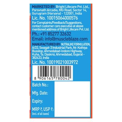 MuscleBlaze Fuel One Sports Hydr8 Effervescent Tablet - Zesty Orange 15's - Workout Essentials