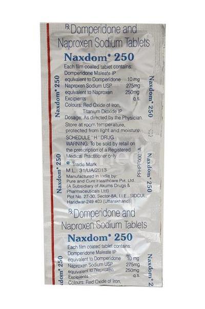 Naxdom 250mg Tablet 10'S - Pain relief-Nsa