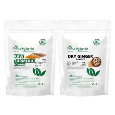 Kerala Naturals Dry Ginger Powder 100 gm + Raw Turmeric Powder 100 gm - Pure Herbs