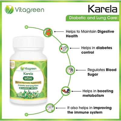 VitaGreen Karela Capsules 60's - Herbal Dietary Supplement